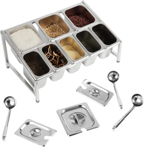 Estante de especias expandible de 2 niveles, estante organizador de acero inoxidable con tapas de sartenes, cucharones, soporte de encimera