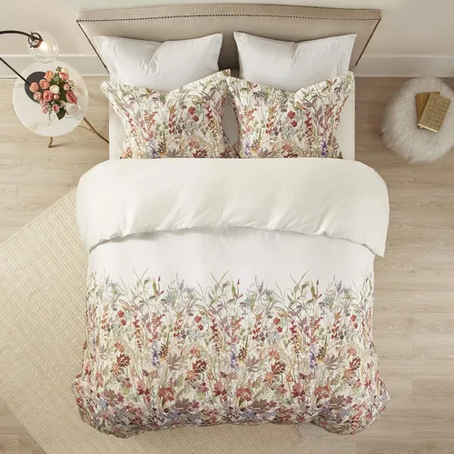 Miniatura 12 de Madison Park Juego de edredón 100% algodón, hermoso diseño floral, para todas las estaciones, juego de ropa de cama transpirable, fundas a juego