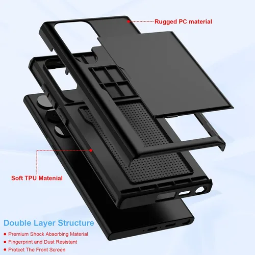 Miniatura 3 de Funda tipo billetera compatible con Galaxy S23 Ultra con soporte para tarjeta de crédito, ranura para tarjeta de identificación, a prueba de golpes