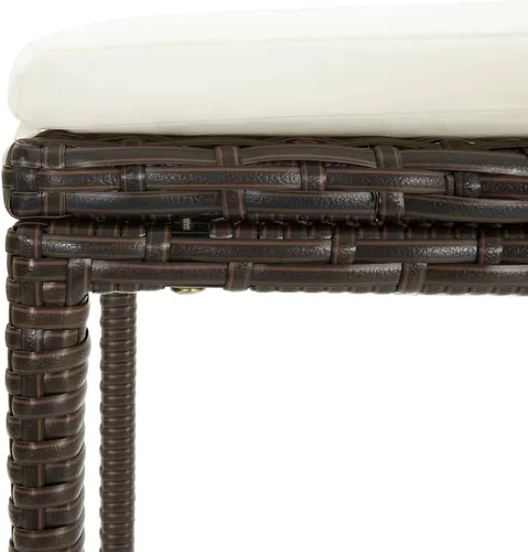Miniatura 7 de Juego de barras de 3 piezas de ratán sintético rectangular marrón con marco de acero, diseño moderno para interiores y exteriores, comedor y patio
