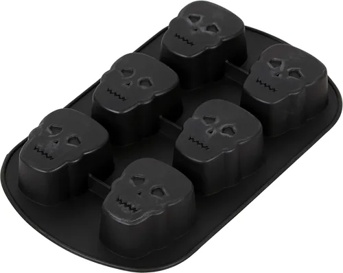Miniatura 3 de Wilton Molde de silicona antiadherente de calavera de Halloween, 6 cavidades