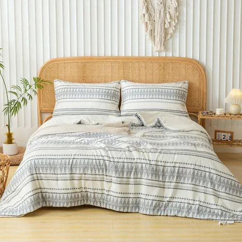 Miniatura 10 de COTTEBED Juego de edredón ultrasuave para cama King, para uso en todas las estaciones, peso ligero con microfibra de algodón lavado cálida y Verde