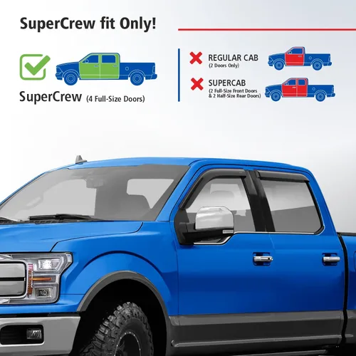Miniatura 3 de Goodyear - Deflectores de ventana laterales irrompibles para camiones Ford F150 2015-2026 SuperCrew, visera de ventilación, accesorios