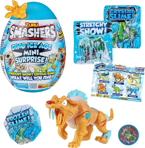 Miniatura 8 de ZURU Smashers Huevo Mini Rompible con Muchas Sorpresas! - Exclusivo Dino Era de Hielo T-Rex - Slime, Juguetes de Dinosaurios, Coleccionables