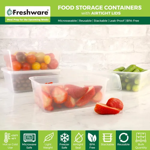Miniatura 2 de Freshware Contenedores de almacenamiento de alimentos [50 juegos] recipientes de plástico de 25 onzas con tapas, slime, sopa, recipientes