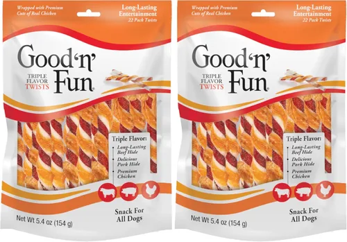 Miniatura 10 de Good 'n' Fun Twists - Golosina para perros de larga duración, con proteínas reales, piel de res y pollo premium, apoya la salud dental, estimulación