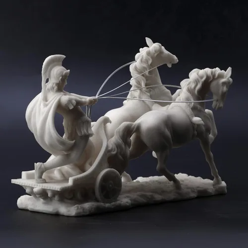 Miniatura 6 de Veronese Design Centurión romano de 10 1/4 pulgadas en dos caballos carro estatua de resina mármol acabado blanco