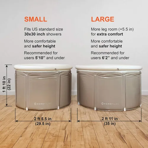 Miniatura 7 de Bañera Portátil (Pequeña) por Homefilos, Baño de Hielo e Inmersión Fría para Atletas, Tina de Remojo Japonesa Inflable Tamaño Adulto para Cabina
