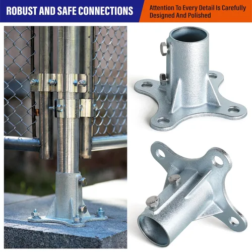 Miniatura 5 de 2Pack 2"(Actual: 1 7/8" DE) Soporte de base de poste de valla de eslabones de cadena con brida galvanizada
