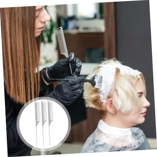 Miniatura 9 de STOBAZA Juego de 5 peines para separar el cabello con cola de rata para seccionar con precisión, peines para peinar el cabello, herramientas