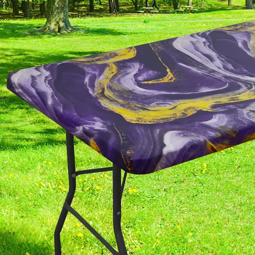 Miniatura 37 de Smiry Mantel cuadrado para mesa de pícnic, impermeable, elástico, ajustable, para campamento, protector de vinilo con parte trasera de franela Beige