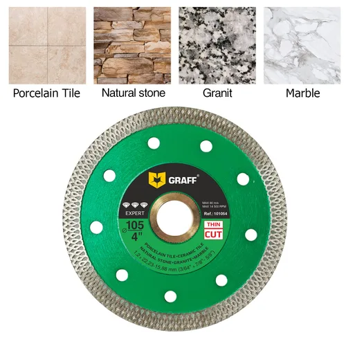 Miniatura 4 de GRAFF Hoja de diamante súper fina de porcelana y cerámica de 4 pulgadas, rueda de corte de diamante para azulejos duros, cerámica, piedra natural