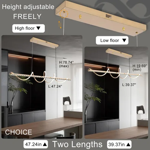 Miniatura 4 de Lámpara Colgante Moderna - Candelabro LED Dorado para Comedor con Giro Creativo en Forma de Serpiente - Iluminación LED Galvanizada en Oro para Isla