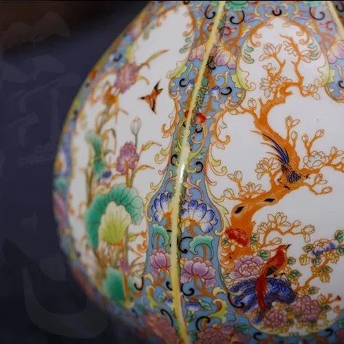 Miniatura 3 de Jarrón de cerámica chino, arte hecho a mano antiguo oriental tradicional porcelana florero de botella de porcelana decoración del hogar, decoración