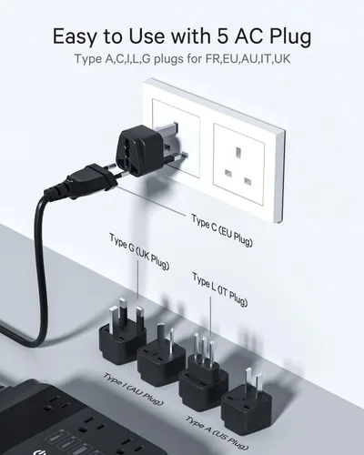 Miniatura 5 de DOACE Convertidor de voltaje de 220v a 110v para viajes europeos: Convertidor de voltaje de onda sinusoidal pura de 500 W de EE. UU. a Europa - 220