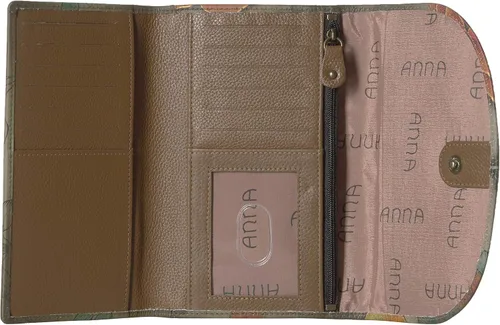 Miniatura 4 de Anna by Anuschka Geniune - Cartera de mano de cuero pintada a mano grande de tres pliegues para chequera - Floral Paradise Tan, Floral Paradise Tan