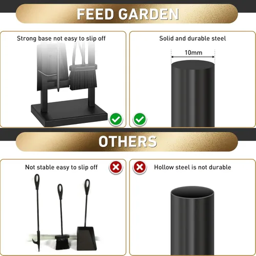 Miniatura 5 de FEED GARDEN Juego de herramientas para chimenea de 5 piezas, 30 pulgadas, moderno de hierro forjado para exteriores, accesorios para chimenea