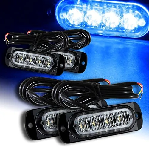 Miniatura 4 de Luces estroboscópicas de emergencia LED, 4 unidades, color rojo, 4 LED, luz estroboscópica intermitente de emergencia, advertencia de advertencia