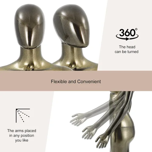 Miniatura 4 de Maniquí femenino de cuerpo completo Bronce- Forma de vestido ajustable Maniquí de exhibición de la ropa Forma de plástico Maniequins desmontable
