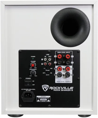 Miniatura 4 de Rockville Rock Shaker - Subwoofer alimentado de 8 pulgadas y 400 W, graves profundos, amplificador clase D, entradas RCA, carcasa de MDF, acabado