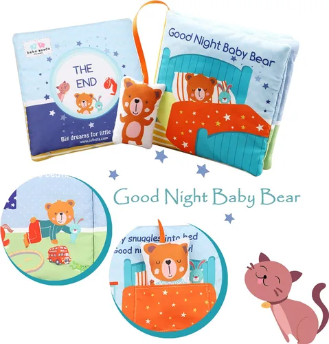 Miniatura 4 de Bebe Mondo Juguete de oso de peluche con espejo, libro suave para bebés de 0-3-6-12 meses, juguete sensorial para el desarrollo infantil, regalos