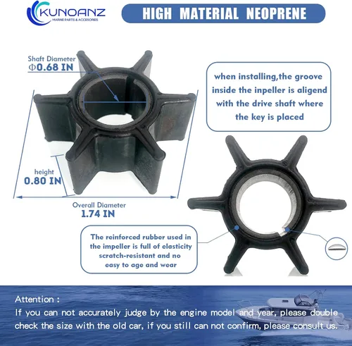 Miniatura 6 de Kit de reparación de impulsor de bomba de agua 361873220 361-87322-0/0M para Nissan Tohatsu 25 30 40 HP 2-Stroke fuera de borda 25HP 30HP 40HP
