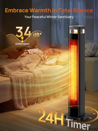 Miniatura 8 de Calentadores de espacio AKIRES para uso en interiores, calentador de habitación de 1500W para habitación grande con termostato, oscilación de 120°
