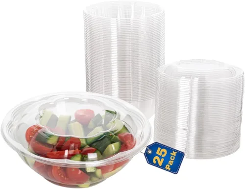 Miniatura 11 de Ensaladeras desechables de plástico con tapas herméticas, ideales para preparación de comidas, comida para llevar, catering, fiestas, picnics