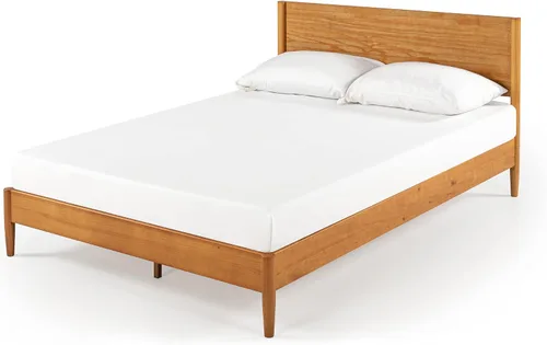 Miniatura 11 de Zinus Allen Marco de cama de plataforma de madera de mediados de siglo, base de madera maciza, soporte de listones de madera, no necesita somier