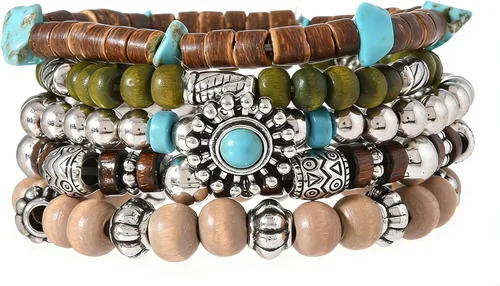 Miniatura 53 de Pulsera Gótica Ajustable de Cuero Trenzado Punk Multicapa de Estilo Grunge, Conjunto de Pulseras Emo con Brazalete de Metal, Envoltura