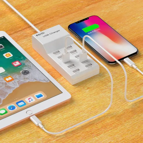 Miniatura 7 de Estaciones de carga USB 50w10A 10 puertos múltiples bloque de carga/tira USB de alimentación para iPhone, Android, smartphone, tableta, reloj
