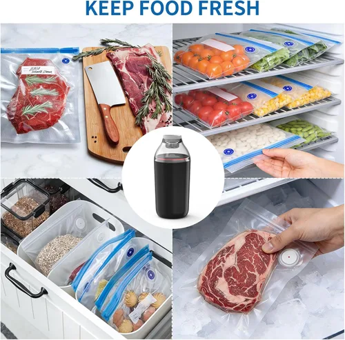 Miniatura 7 de Sellador al vacío de mano, bomba de vacío Sous Vide, sellador al vacío de mano recargable para almacenamiento de alimentos, camping, Sous Vide, Negro