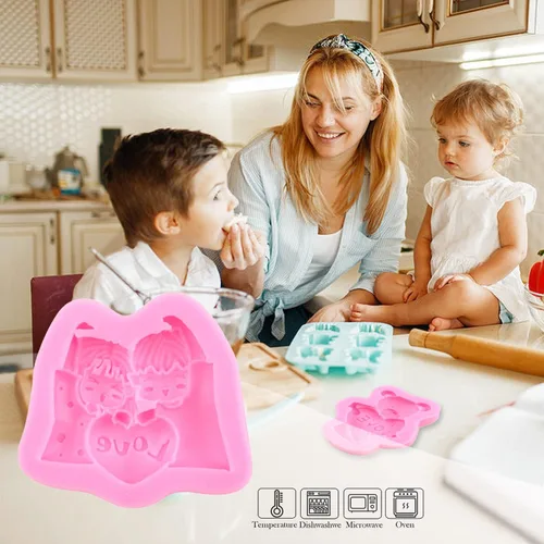 Miniatura 5 de ZiXiang Moldes de fondant para el día de San Valentín, moldes de silicona para pastel de fondant de boda, de oso, corazón, letra de amor, caramelo