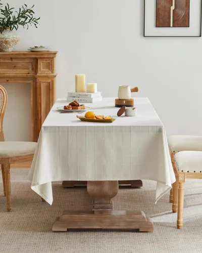 Miniatura 2 de ZeeMart Mantel (beige, redondo de 52 pulgadas)