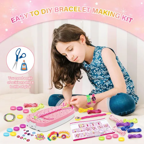Miniatura 6 de Dpai Kit para fabricar pulseras de amistad para niñas, juguetes de arte y manualidades DIY, kit para hacer joyas con cordón, las mejores ideas