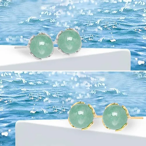 Miniatura 72 de Jade Earrings Studs,Green Jade Earrings for Women,925 Sterling Silver Earrings Studs for Sensitive Ears,Handmade Jade Earrings for Birthday