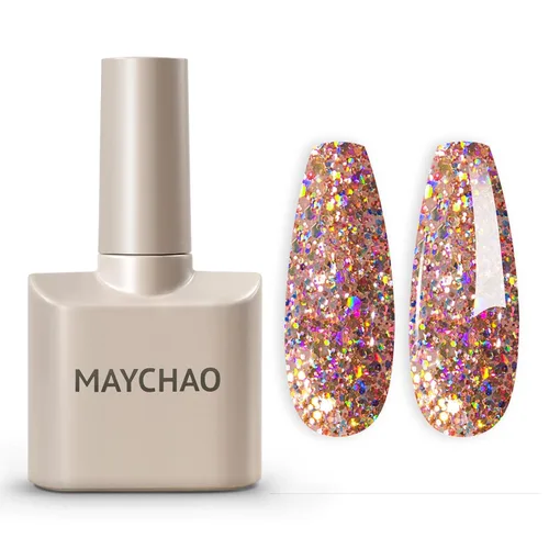 Miniatura 35 de MAYCHAO Esmalte de uñas de gel rosa intenso de 0.5 onzas líquidas, 1 unidad de esmalte de gel rosa brillante, esmalte de uñas que se absorbe con luz