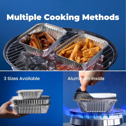 Miniatura 7 de Fit Meal Prep Paquete de 100 sartenes pequeñas de papel de aluminio de 1 libra con tapas, recipientes desechables para alimentos con tapas