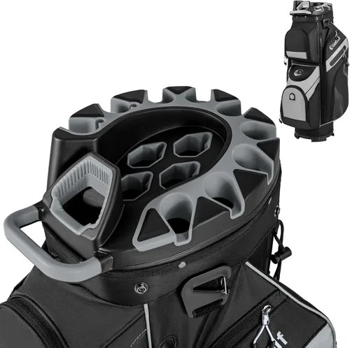 Tangkula Bolsa de carrito de golf con divisores de longitud completa de 14 vías, 6 bolsas moldeadas con cierre superior de golf con 11 bolsillos,