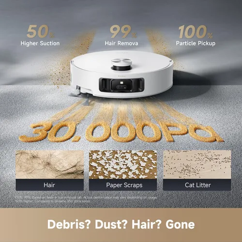 Miniatura 5 de DREAME Aqua10 Robot Aspirador con Rodillo, Trapeado AquaRoll, Succión de 30,000Pa, 100% Desenredante, Protector de Rodillo para Alfombras, Supera