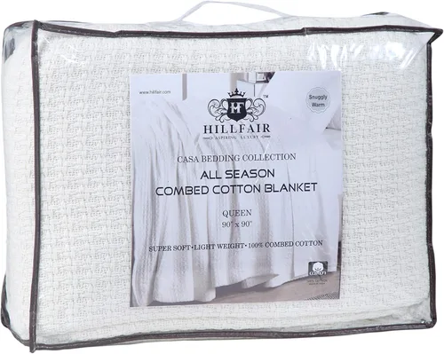 Miniatura 3 de HILLFAIR Manta 100% algodón peinado, manta de cama Twin XL, suave, acogedora, cálida, mantas multipropósito para decoración del hogar de lujo, 66 x
