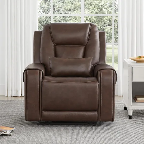 Miniatura 2 de CHITA Silla reclinable eléctrica para personas mayores con masaje y calor, silla reclinable grande de piel auténtica con soportes para tazas