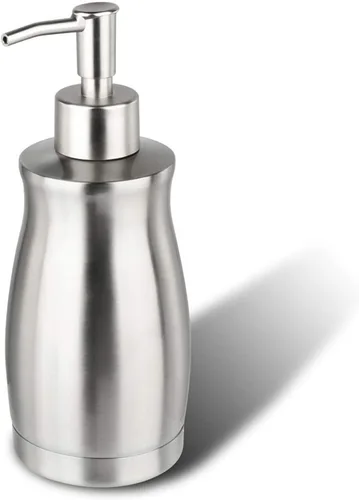 Dispensador de Jabón GLUBEE de Acero Inoxidable - Bomba Dosificadora de Níquel Cepillado Botella Recargable de Jabón Líquido para Manos y Platos