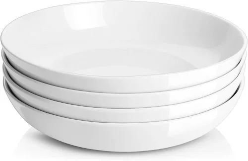 Miniatura 10 de YHY - Juego de 4 cuencos para pasta, platos de ensalada de cerámica de 22 onzas, platos de porcelana poco profundos de 7.8 pulgadas de ancho