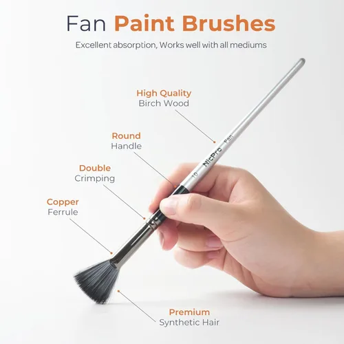 Miniatura 2 de Nicpro Juego de 10 pinceles de pintura para artista, suave y antidesprendimiento, mango corto de madera para acrílico, acuarela, óleo, pintura