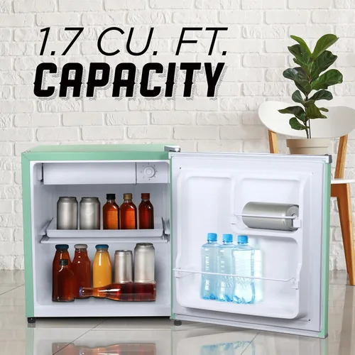 Miniatura 2 de ICEBOX Refrigerador compacto de 1.7 pies cúbicos, refrigerador pequeño certificado ENERGY STAR, mini refrigerador de una sola puerta con Verde menta
