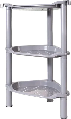 Miniatura 2 de Estantería de 3 niveles para ducha de esquina, organizador de estante de ducha de plástico para interior del baño, bañera, bandeja de ducha, 13.5 x