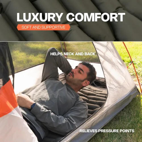 Miniatura 5 de ANGORA BRANDS Colchoneta inflable para acampar y mochilero Valor R-3, 2.1 pulgadas de grosor, 25 pulgadas de ancho Alfombrilla de dormir