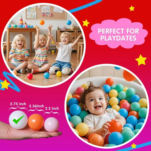 Miniatura 5 de Realhaha Large Plastic Balls for Ball Pit Kid Playball 50/100count 2.76inch Large Ball Pit Balls for Baby Kids Non Toxic Crushproof Bpa-free