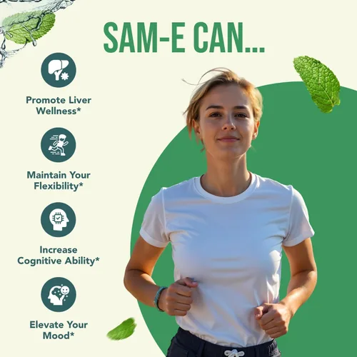 Miniatura 7 de SAM-e - Cápsulas de 400 mg – Suplemento SAM e de fácil absorción 400 mg de S-adenosil-metionina para el hígado cerebral y el estado de ánimo – Sin